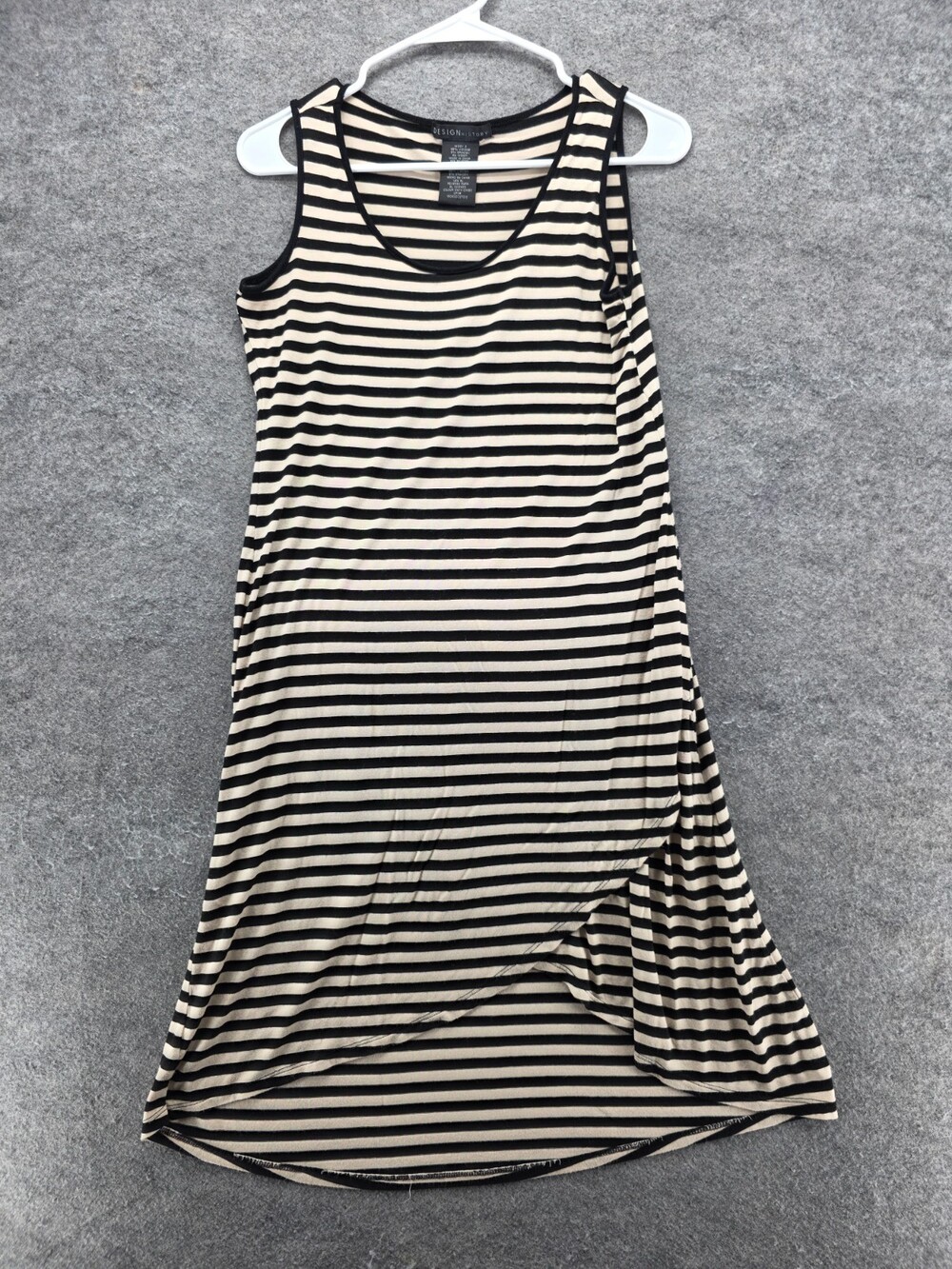 Design History Dress Womens Small Sleeveless Black Beige Striped